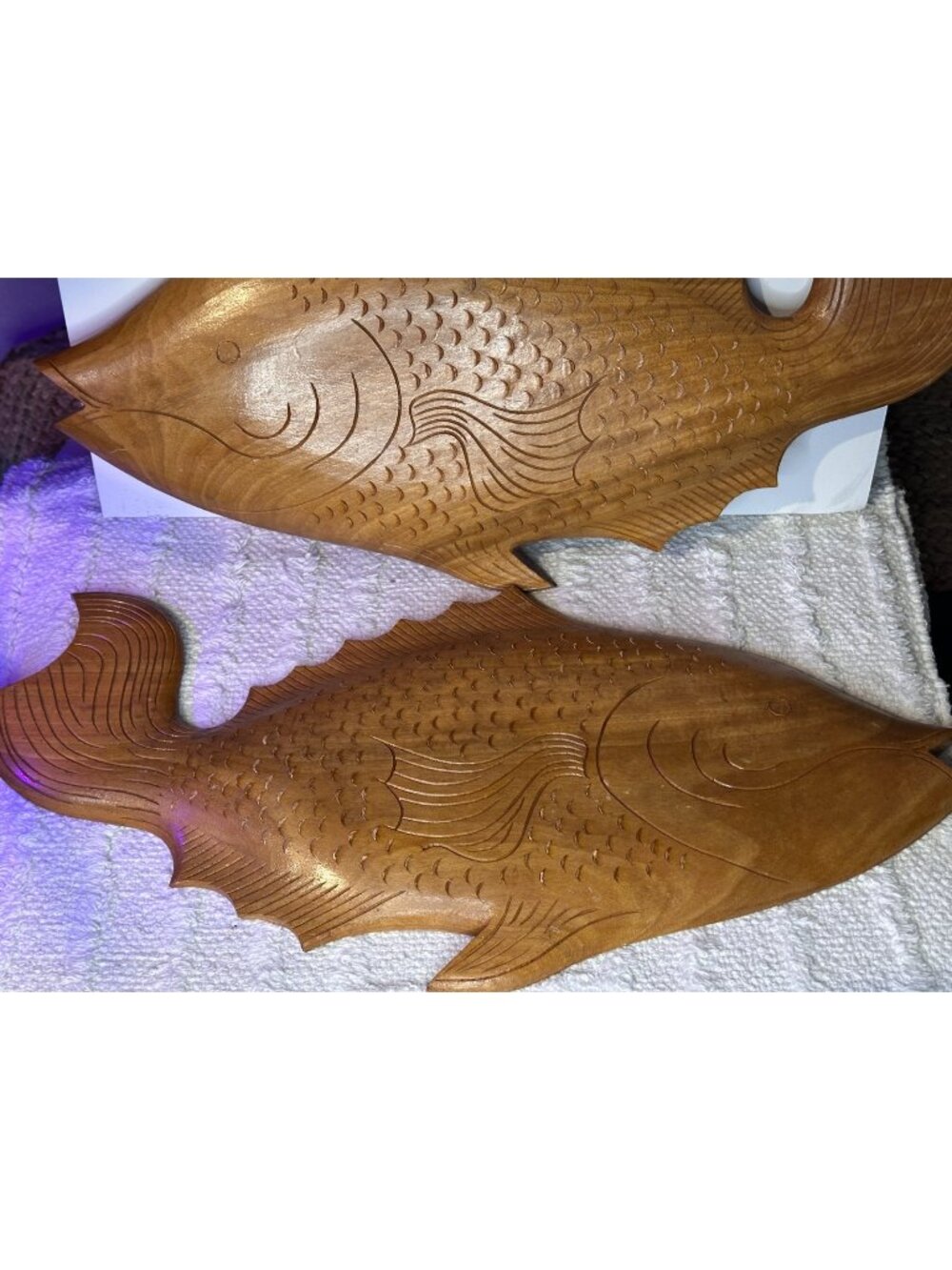 Vintage Wood Fish Shaped Nautical Coastal Cottage Decor Trays Serving Platter